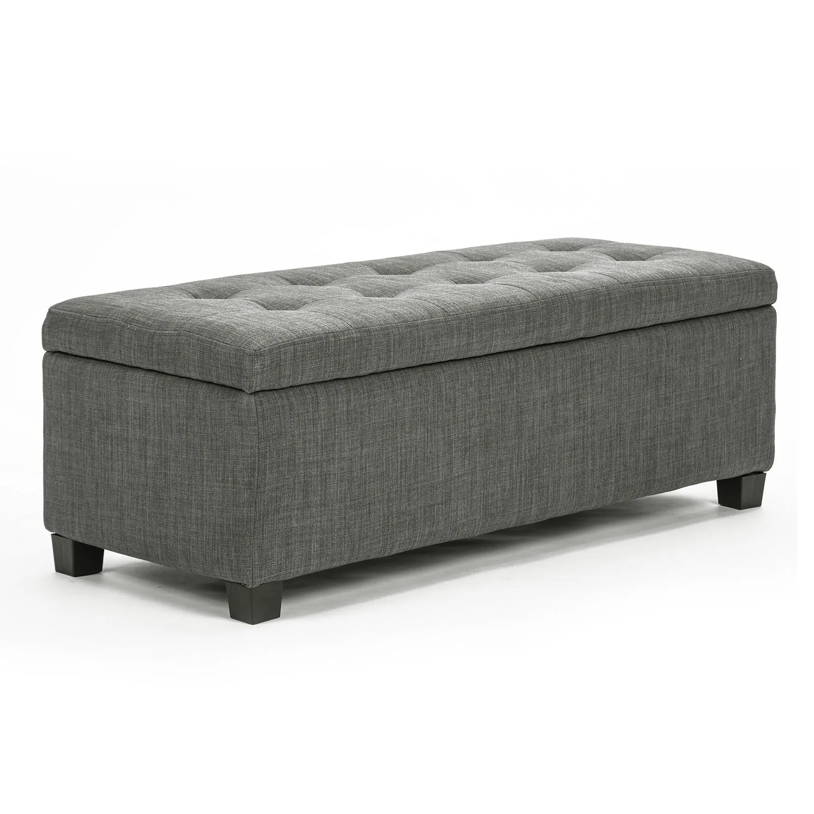 102cm Storage Ottoman Stool Fabric - Dark Grey