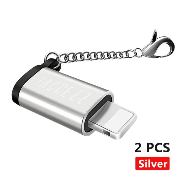 1PC 2PC OTG Adapter For iphone X 7 8 6 5 Plus XS MAX XR Sync Data Charger Micro USB To Lighting Converter With Key Chain