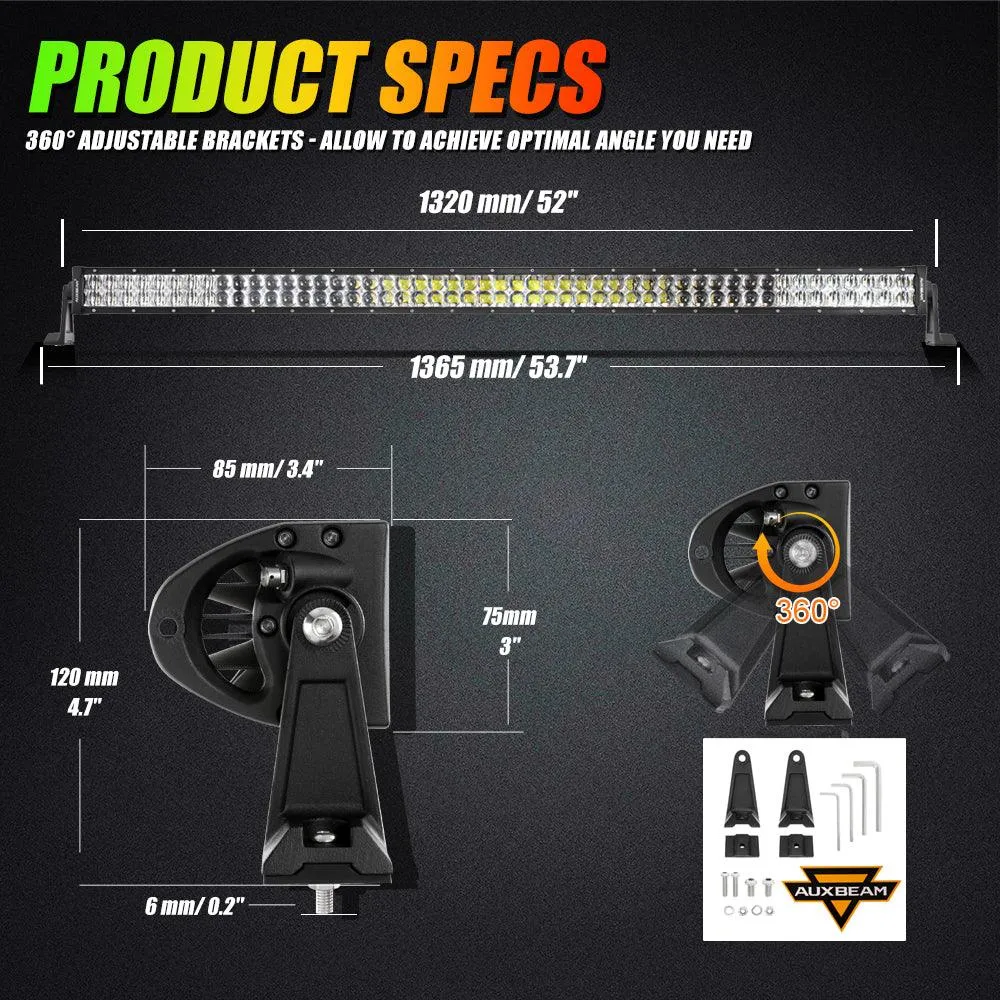 52" V-PRO SERIES RGBW LED LIGHT BARS   7" RGB Headlights   4" RGB Fog Light for Jeep Wrangler JK TJ LJ CJ