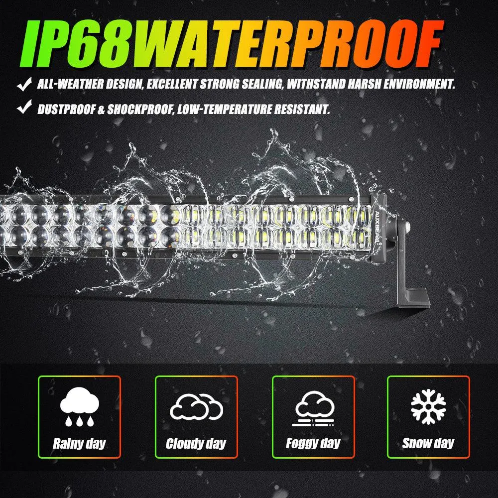 52" V-PRO SERIES RGBW LED LIGHT BARS   7" RGB Headlights   4" RGB Fog Light for Jeep Wrangler JK TJ LJ CJ