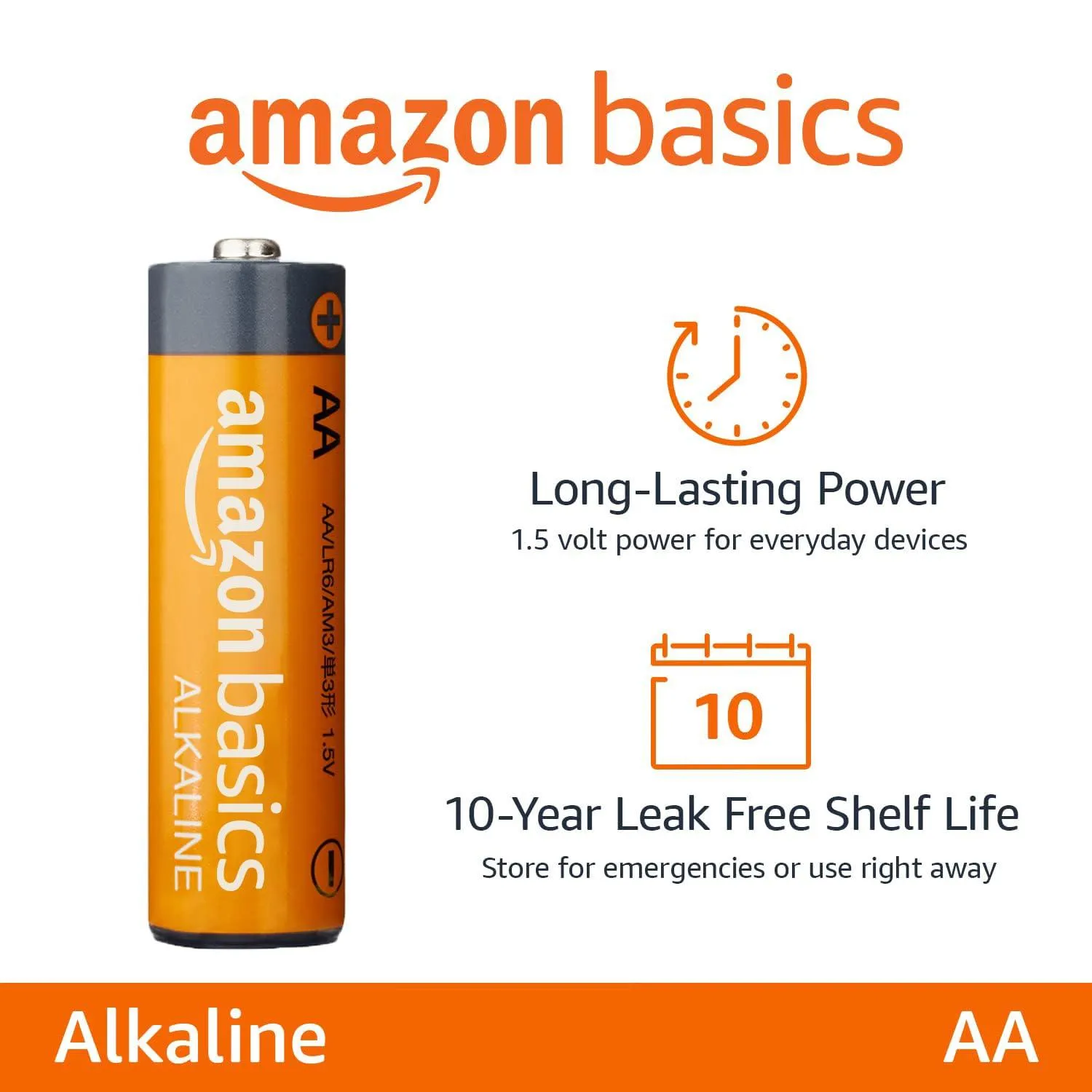 AmazonBasics AA 1.5 Volt Performance Alkaline Batteries - Pack of 20