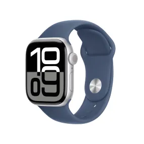 Apple Watch Series 10 GPS 42mm Silver Aluminium Case with Denim Sport Band - S/M | MWWA3QA/A