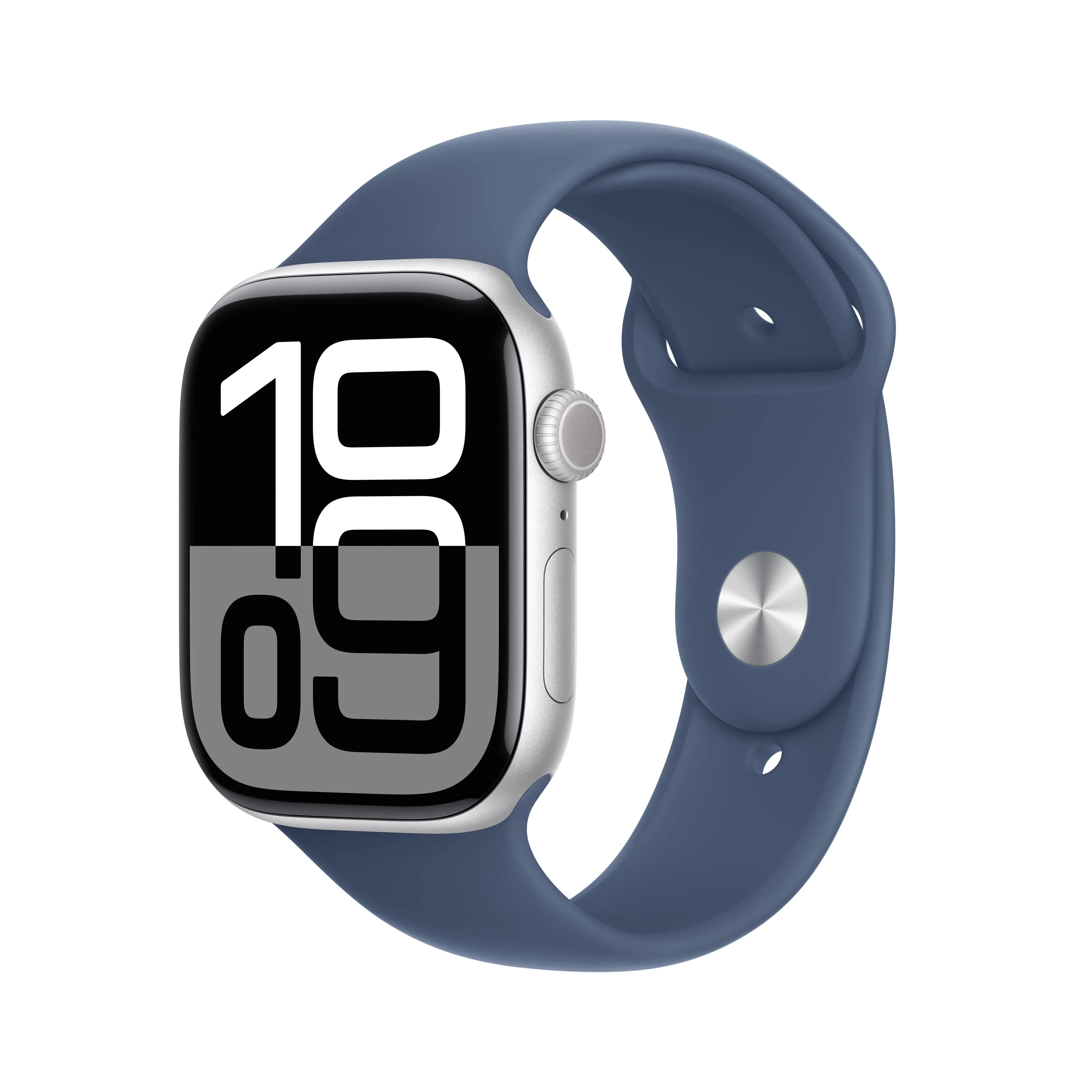 Apple Watch Series 10 GPS 46mm Silver Aluminium Case with Denim Sport Band - M/L | MWWM3QA/A