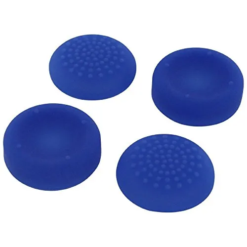 Assecure concave & convex soft silicone thumb grips for Sony PS4, analog thumb stick non slip grip caps for Playstation 4 controller - 4 pack blue