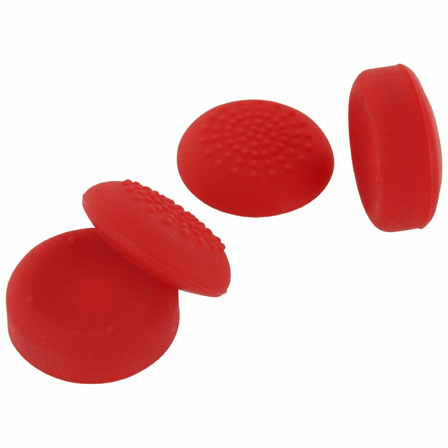 Assecure concave & convex soft silicone thumb grips for Sony PS4, analog thumb stick non slip grip caps for Playstation 4 controller - 4 pack red