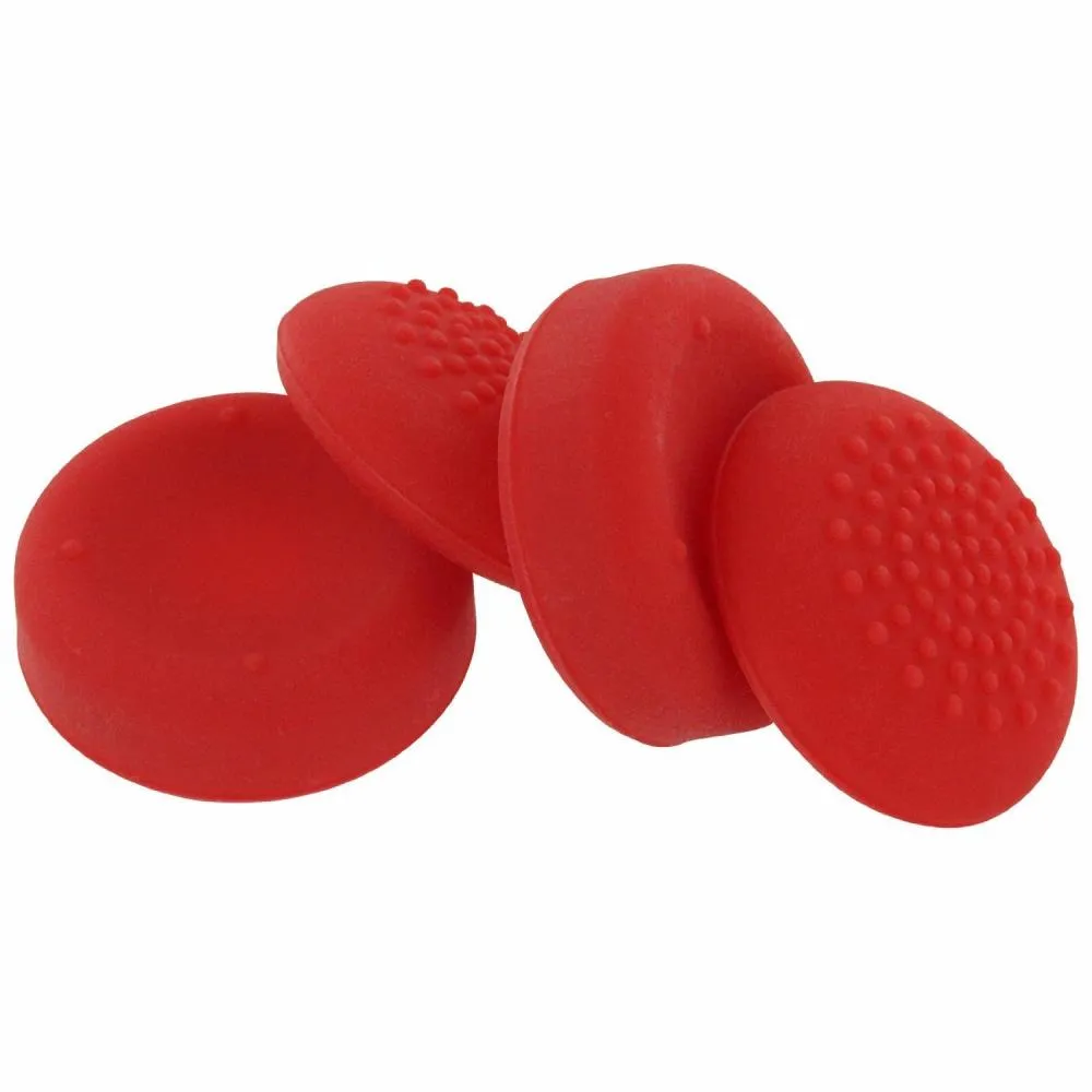 Assecure concave & convex soft silicone thumb grips for Sony PS4, analog thumb stick non slip grip caps for Playstation 4 controller - 4 pack red