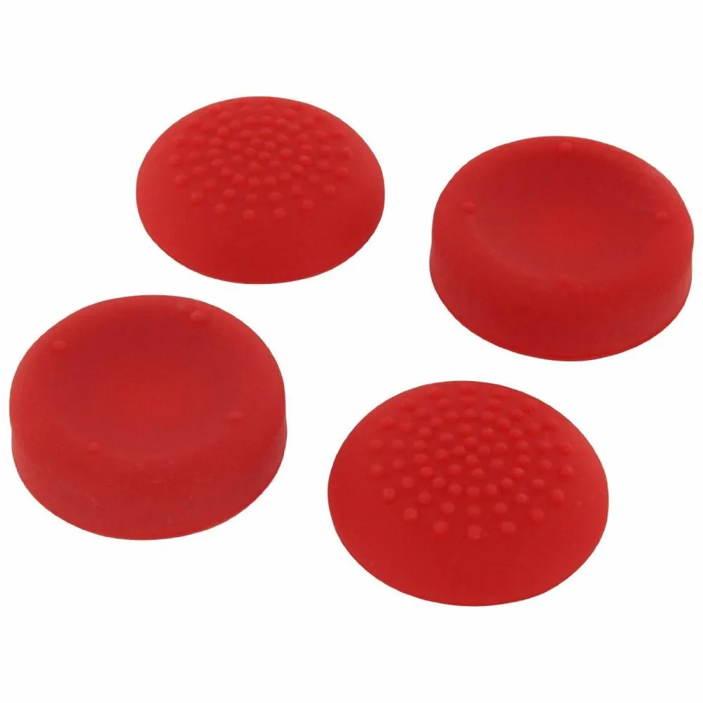 Assecure concave & convex soft silicone thumb grips for Sony PS4, analog thumb stick non slip grip caps for Playstation 4 controller - 4 pack red