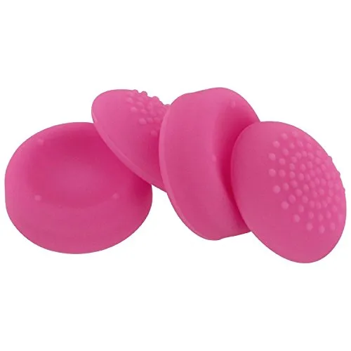 Assecure concave & convex soft silicone thumb grips for Sony PS4. Analogue thumb stick non slip grip caps for Playstation 4 controller, pack of 4 - Pink