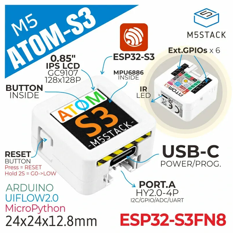 ATOMS3 Dev Kit w/ 0.85-inch Screen