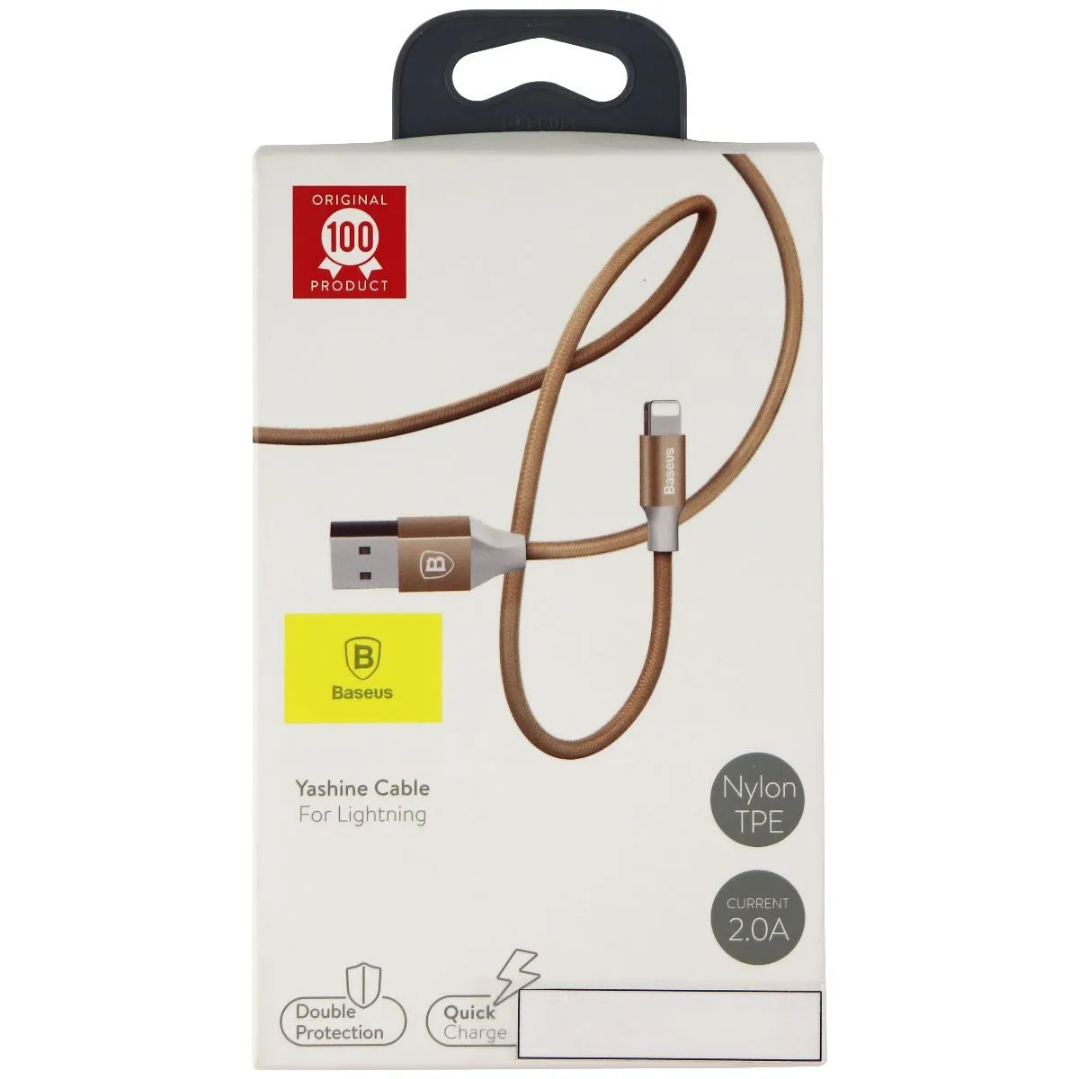 Baseus (3.3-ft/1m) Nylon TPE Shielded 8-Pin to USB Charge and Sync Cable - Gold