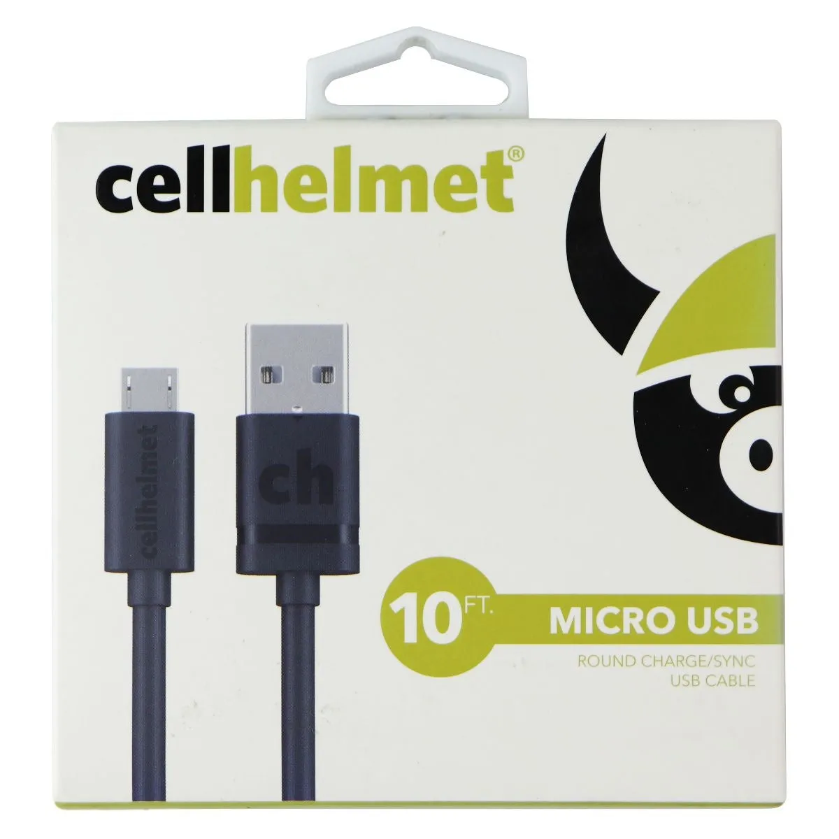 Cellhelmet Micro USB Charge/Sync Cable 10ft Round - Black