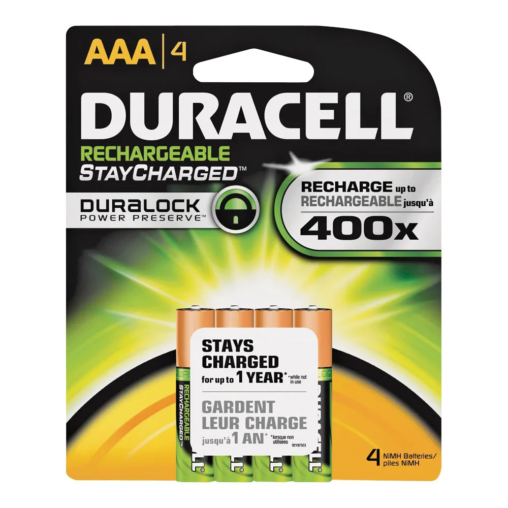 DURACELL 66160 Rechargeable Battery, 1.2 V Battery, 700 mAh, AAA Battery, Nickel-Metal Hydride