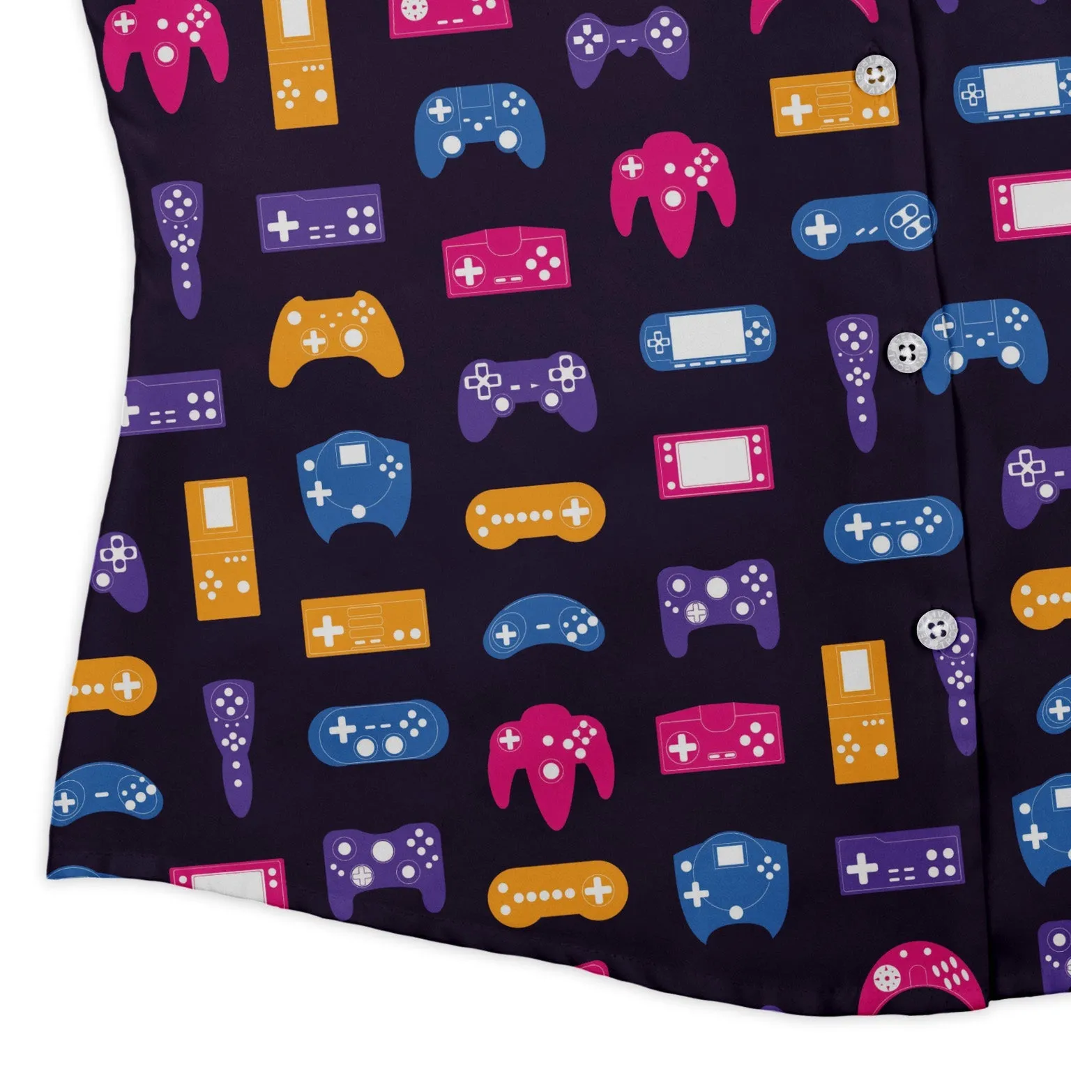 Game Controllers Purple Video Game Curvy Button Up Shirt