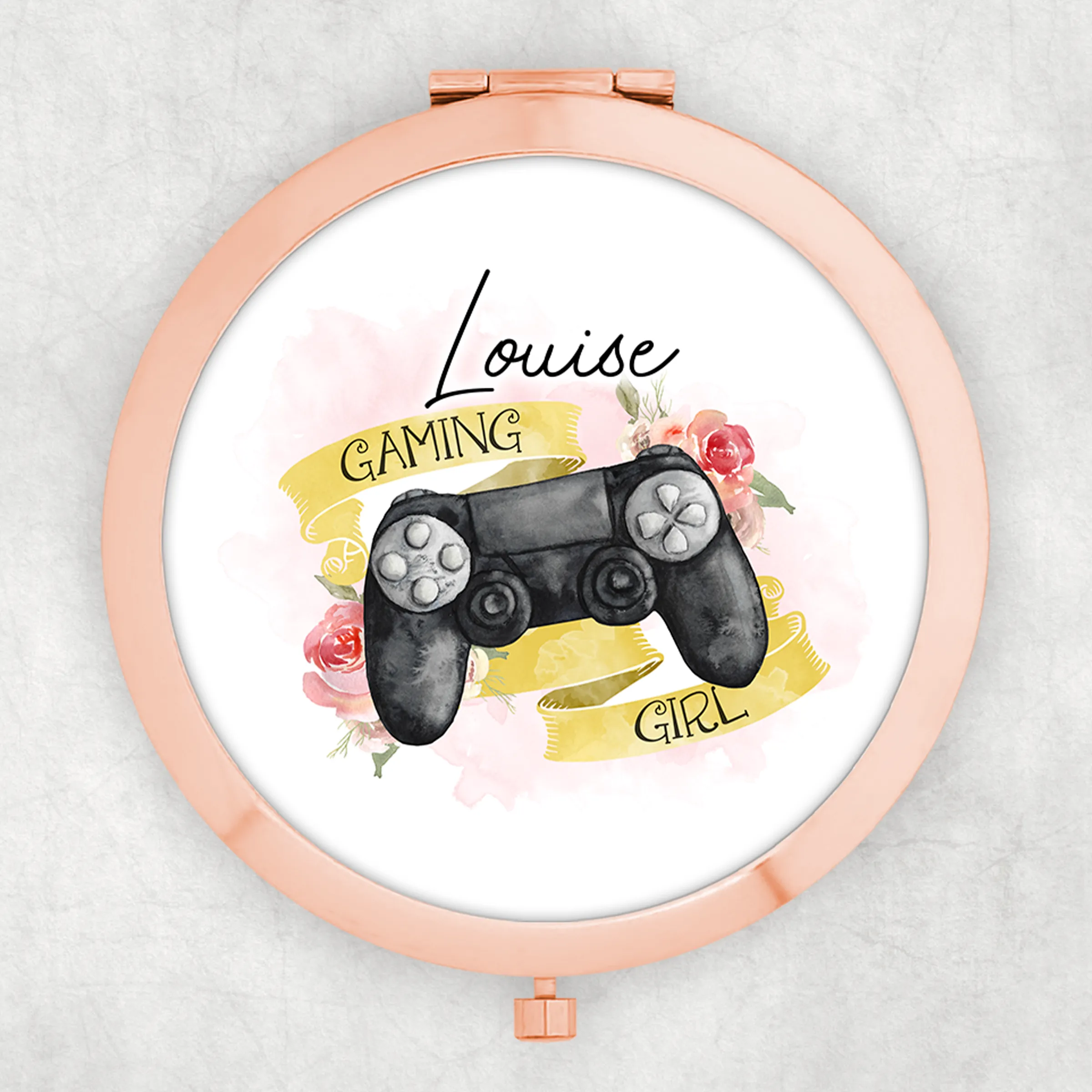 Gaming Girl Controller Personalised Compact Pocket Mirror