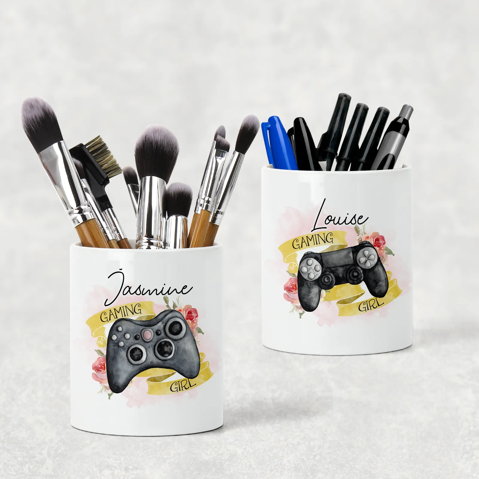 Gaming Girl Personalised Pencil Caddy / Make Up Brush Holder