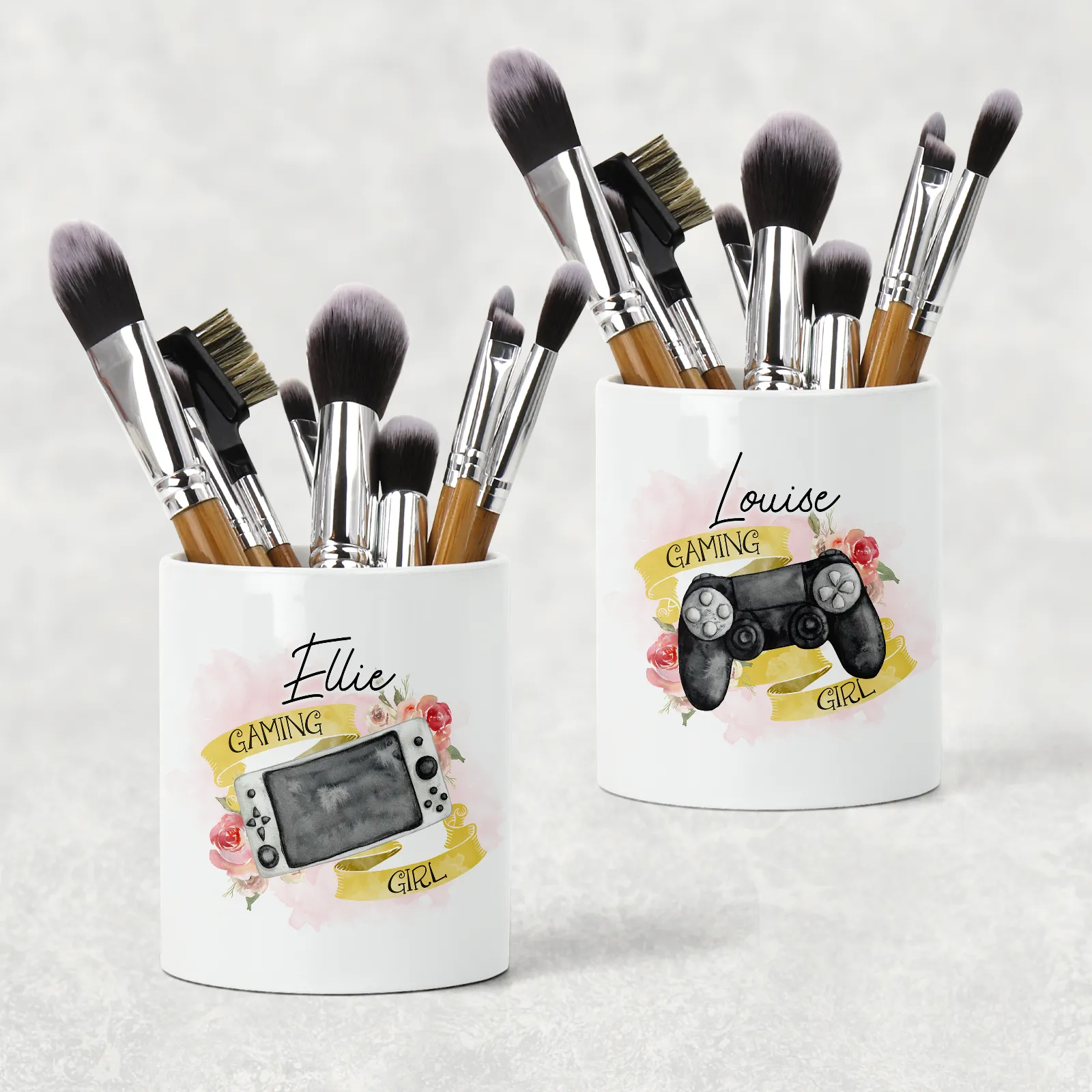 Gaming Girl Personalised Pencil Caddy / Make Up Brush Holder