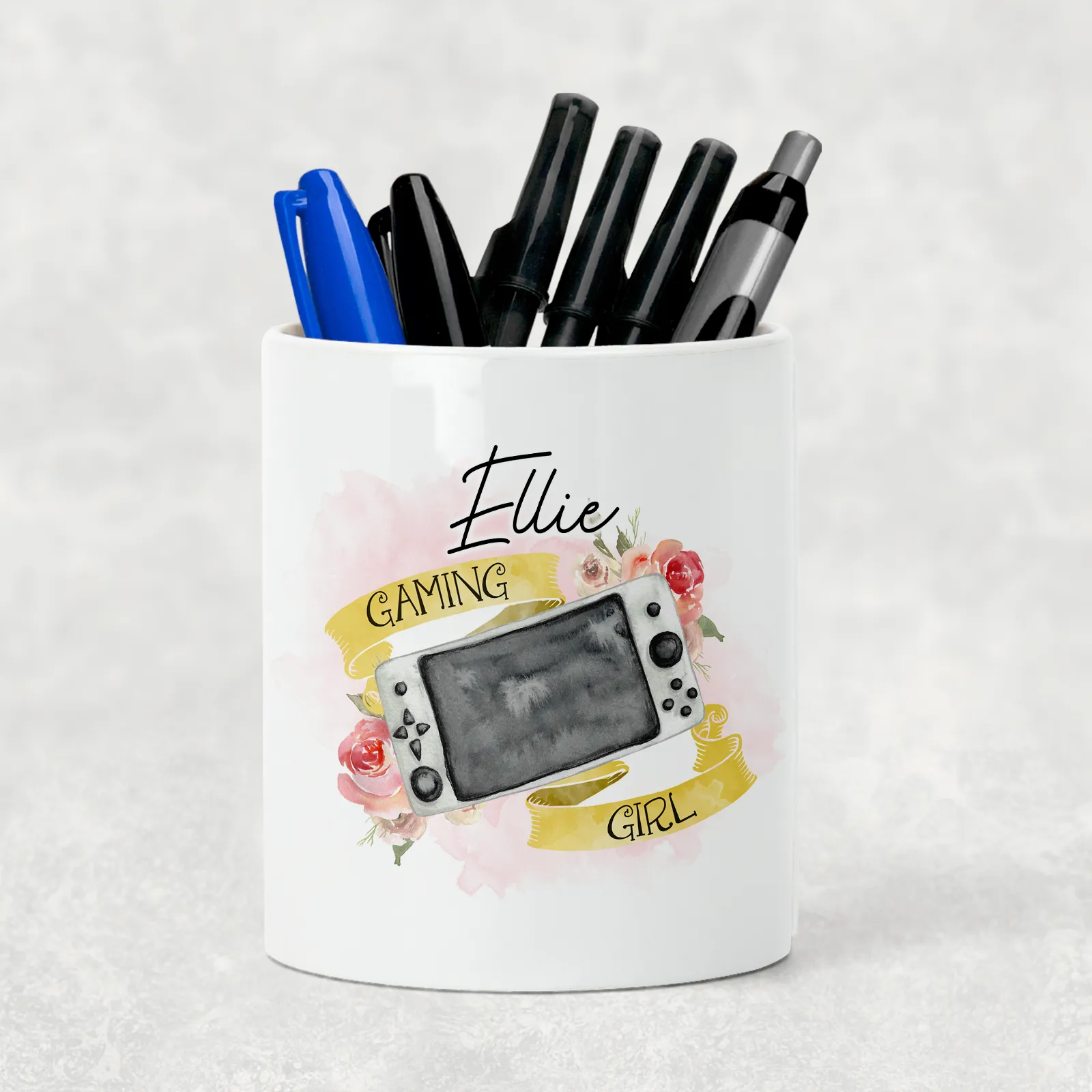 Gaming Girl Personalised Pencil Caddy / Make Up Brush Holder