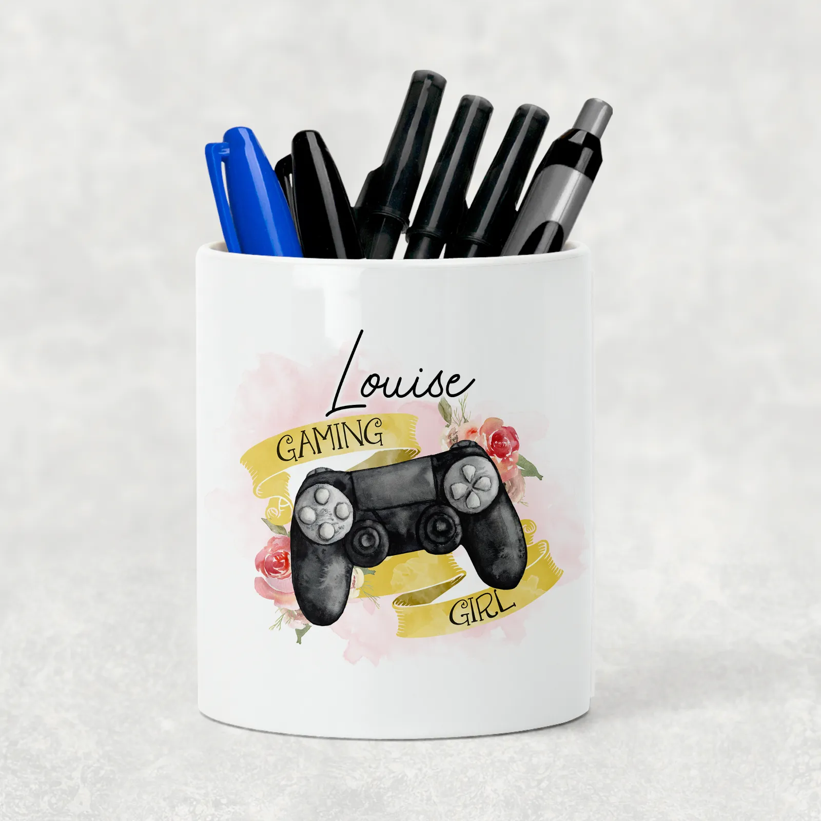 Gaming Girl Personalised Pencil Caddy / Make Up Brush Holder