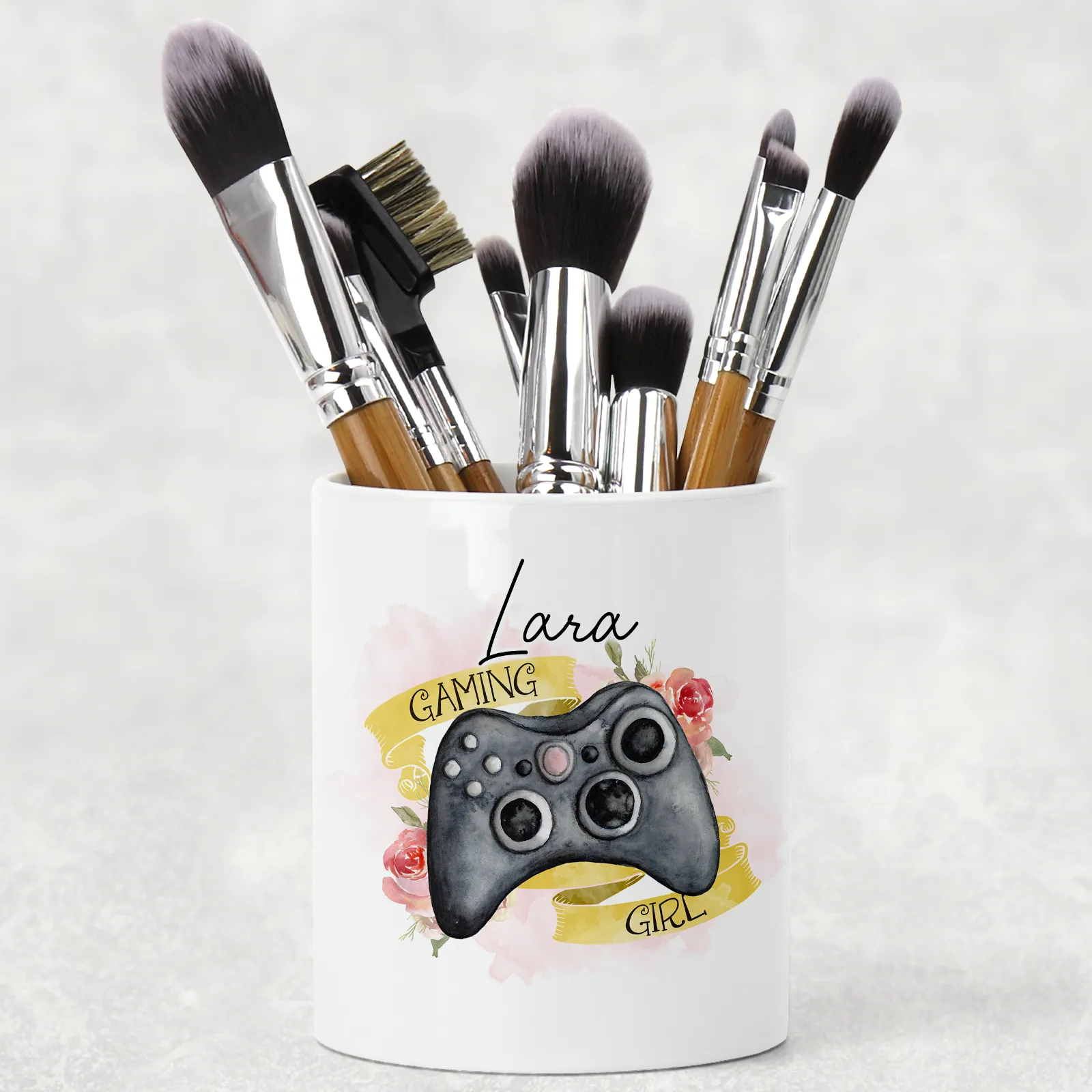 Gaming Girl Personalised Pencil Caddy / Make Up Brush Holder