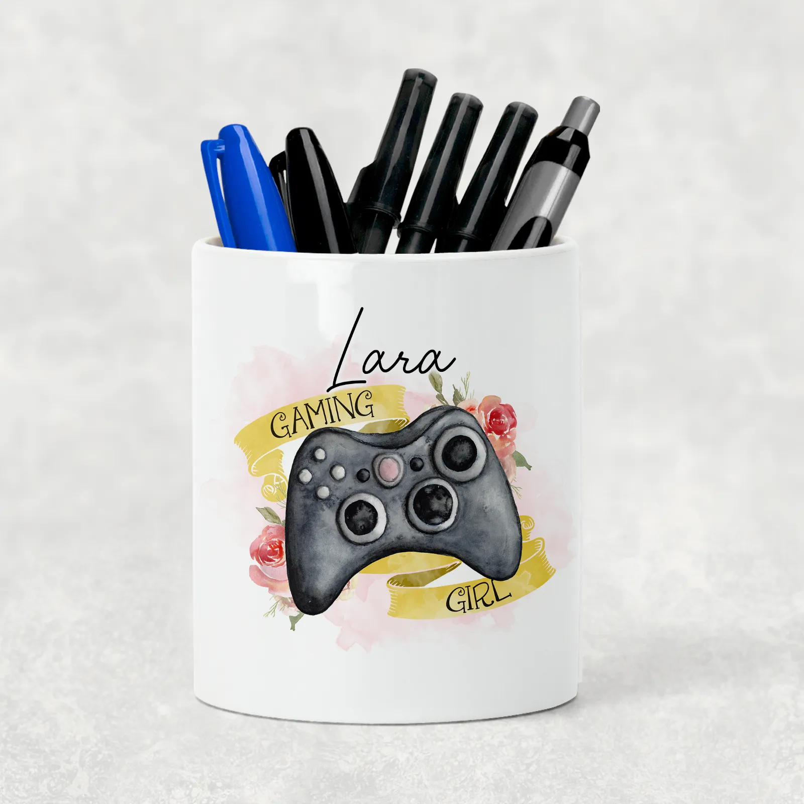 Gaming Girl Personalised Pencil Caddy / Make Up Brush Holder