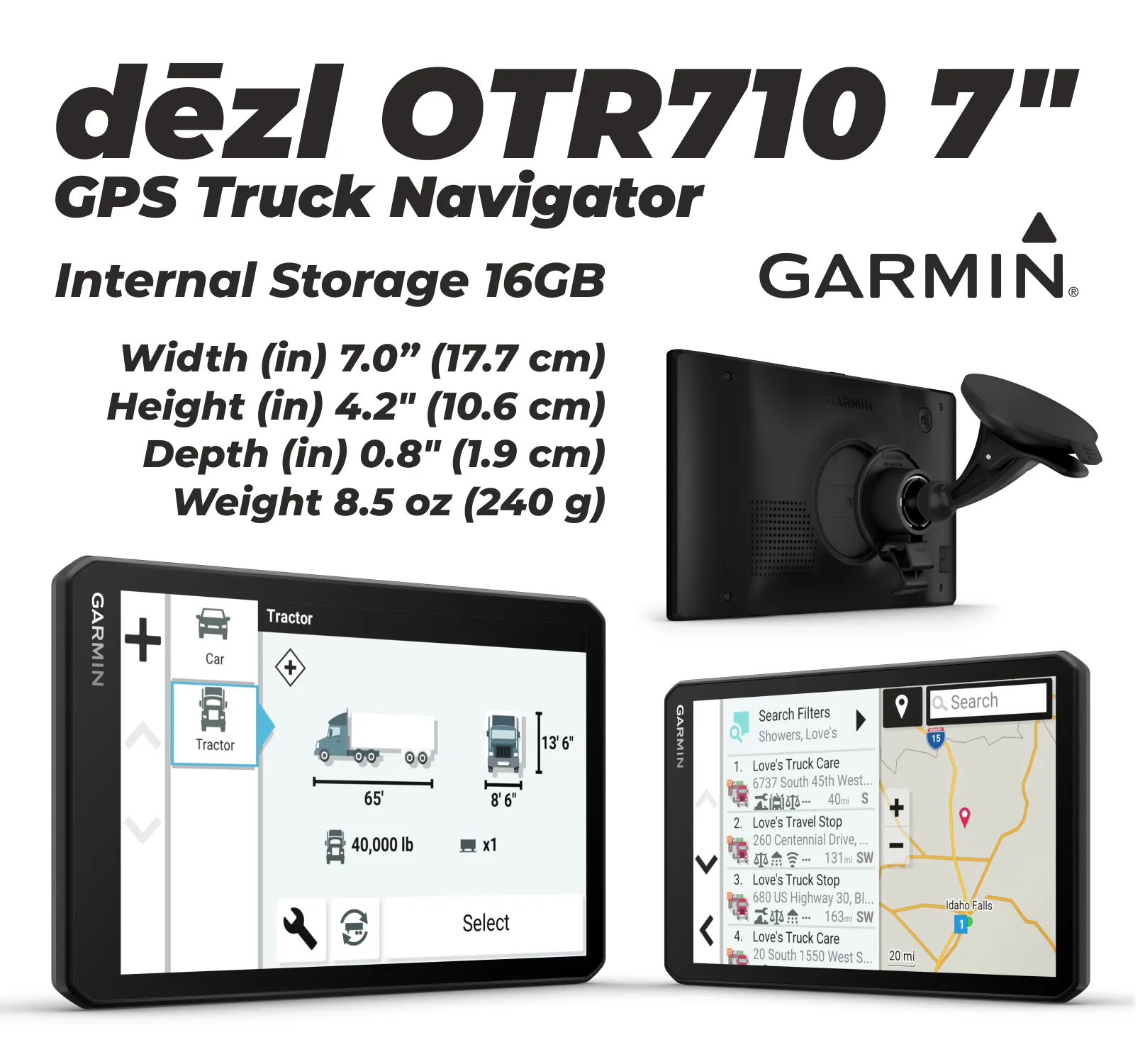 Garmin dezl OTR610 Series Easy-to-Read GPS Truck Navigator