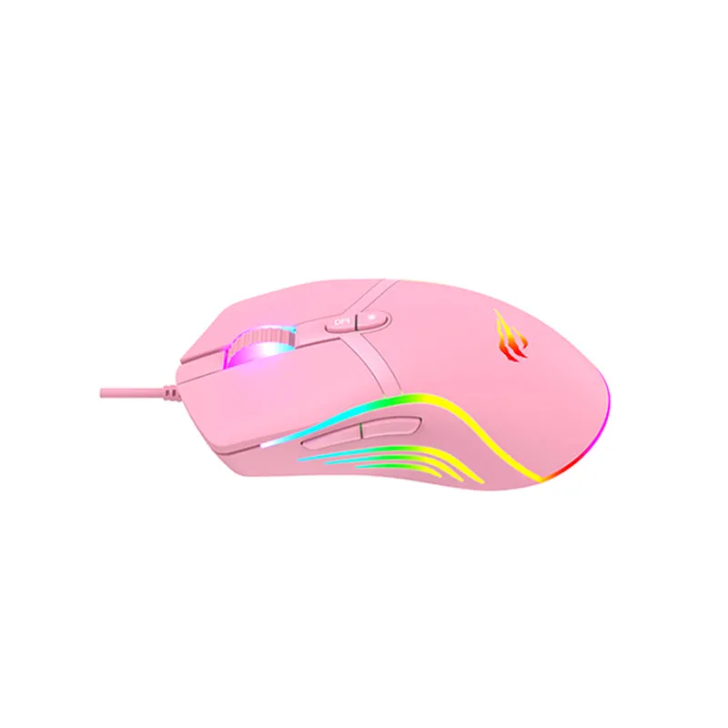 Havit MS1026 RGB Backlit Programmable Gaming Mouse - Pink