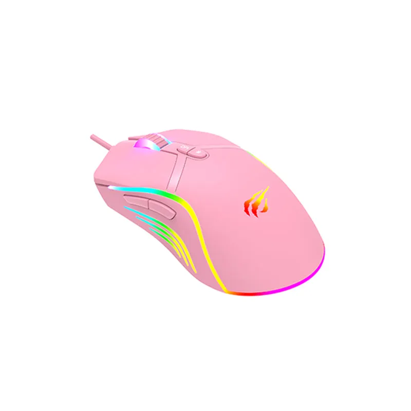 Havit MS1026 RGB Backlit Programmable Gaming Mouse - Pink