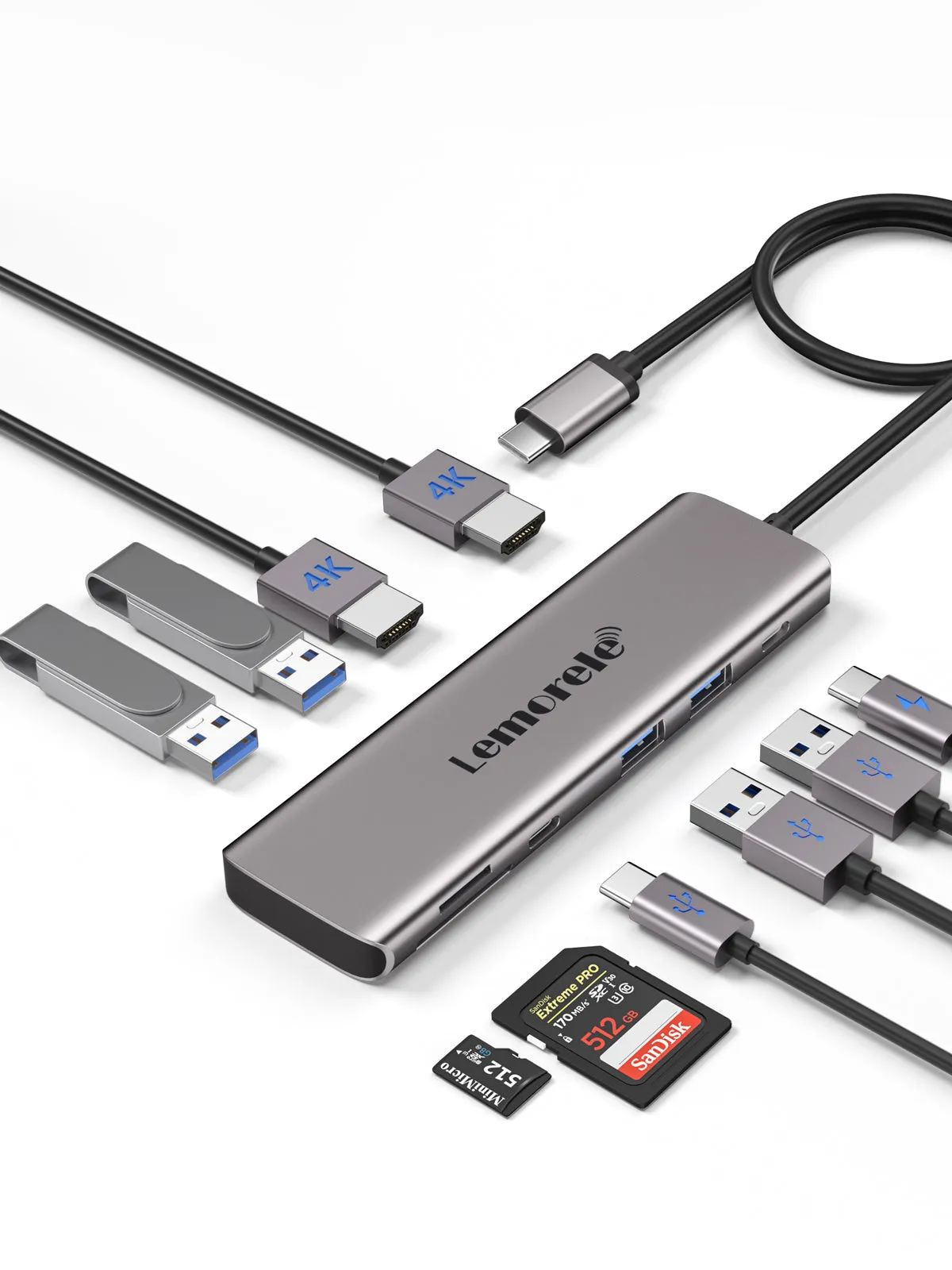 Lemorele USB C to Dual HDMI Adapter 10-in-1 【#TC91】