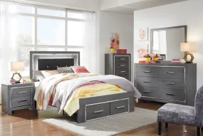 Lodanna Gray LED Footboard Storage Youth Bedroom Set