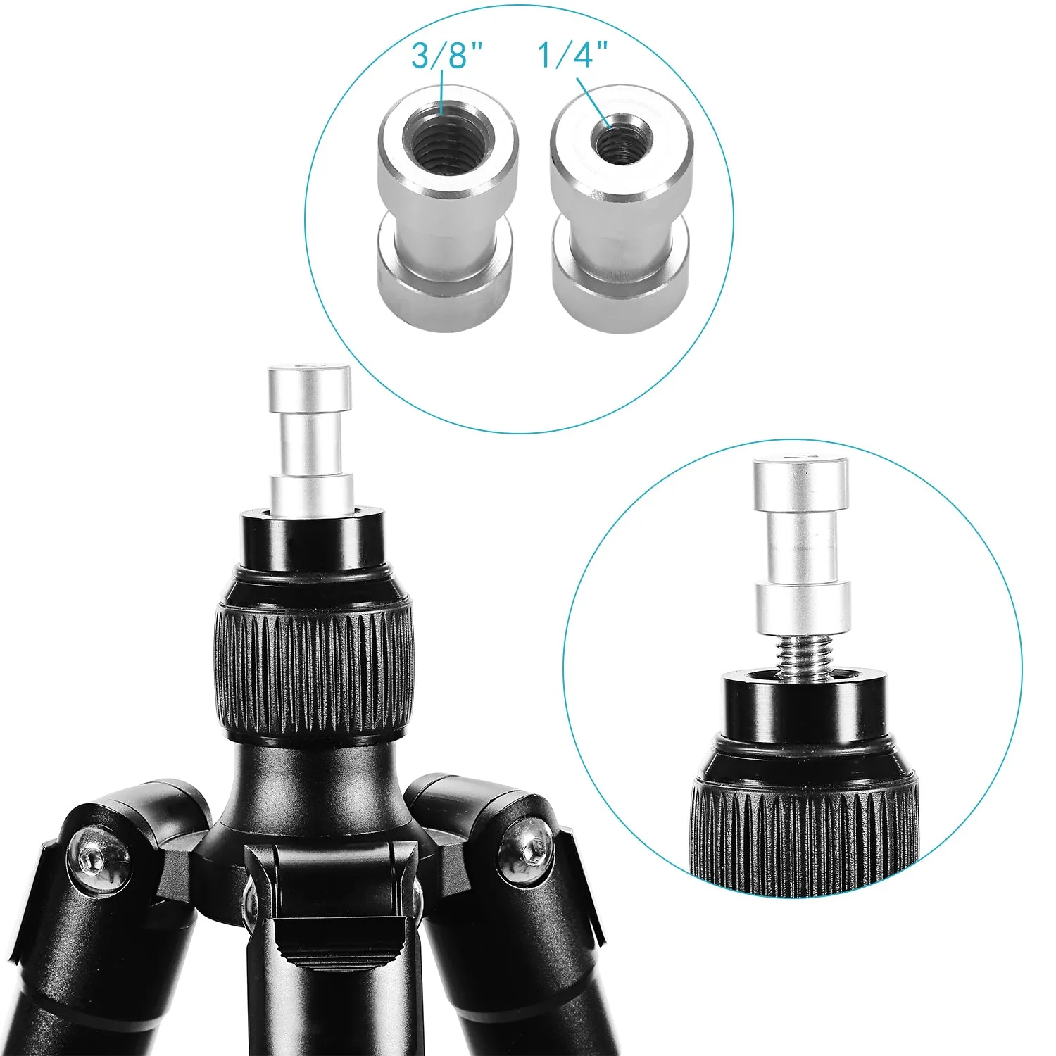 NEEWER 15 Pieces 1/4" 3/8" Metal Threaded Screw Converter