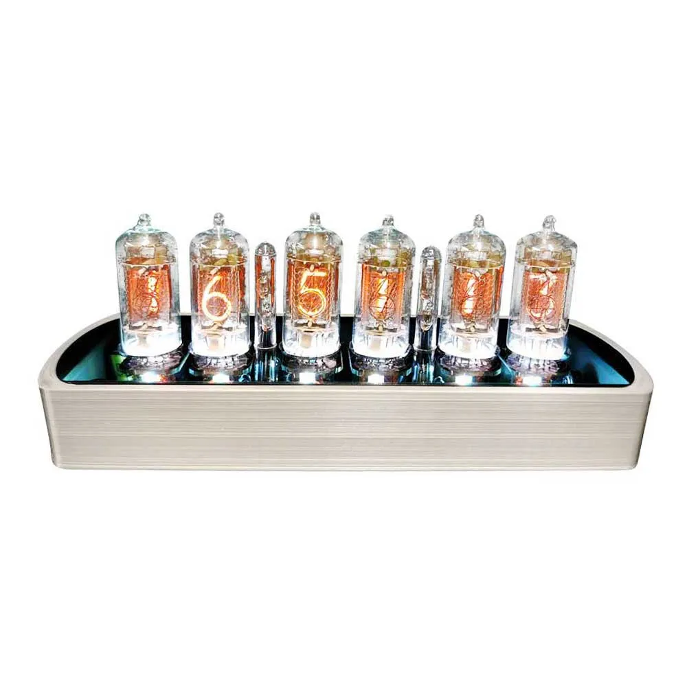 Nixie Tube Table Clock Genesis by Bad Dog Designs - Silver