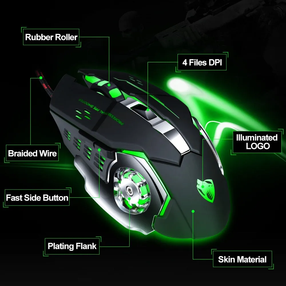 Professional 8D  3200DPI Adjustable Wired Optical LED Gaming Mouse