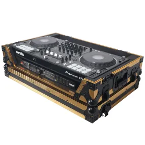 ProX XS-DDJ1000 W FGLD ATA Flight Case for Pioneer DDJ-1000 FLX6 SX3 DJ Controller with 1U Rack Space and Wheels - Gold Black