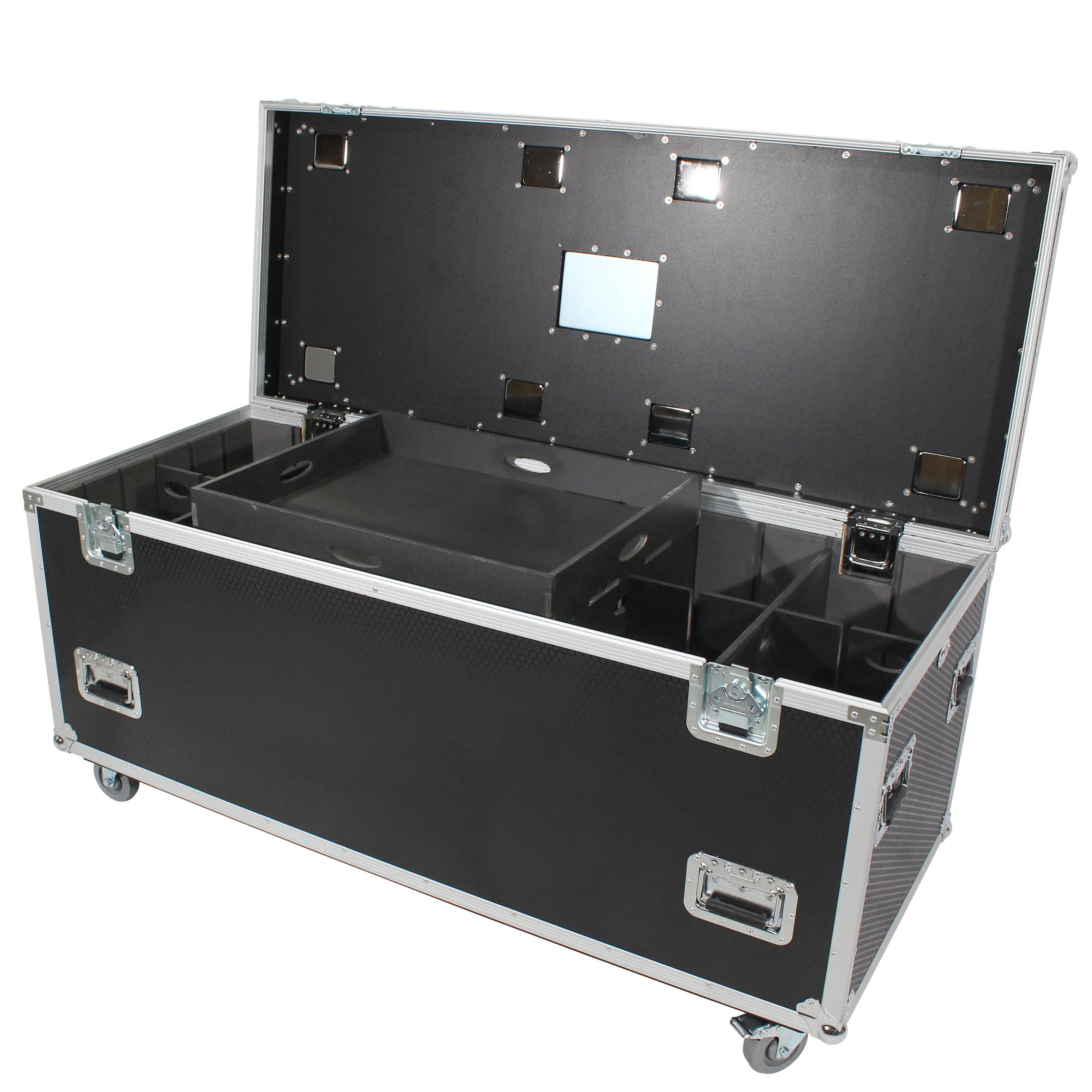 ProX XS-UTL246030W MK2 TruckPax Utility ATA Flight Case Truck Storage Road Case with Dividers Tray and 4" in casters – 24" x 60" x 30" Exterior