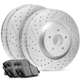 R1 Concepts - Carbon GEOMET® Series - Full Brake Kit - Drilled & Slotted Rotors w/ Ceramic Pads - 2010-2011 F150/Raptor (6 Lug Wheels)