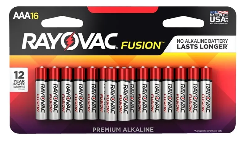 Rayovac FUSION 824-16LTFUSK Battery, AAA Battery, Alkaline :PK16: QUANTITY: 1