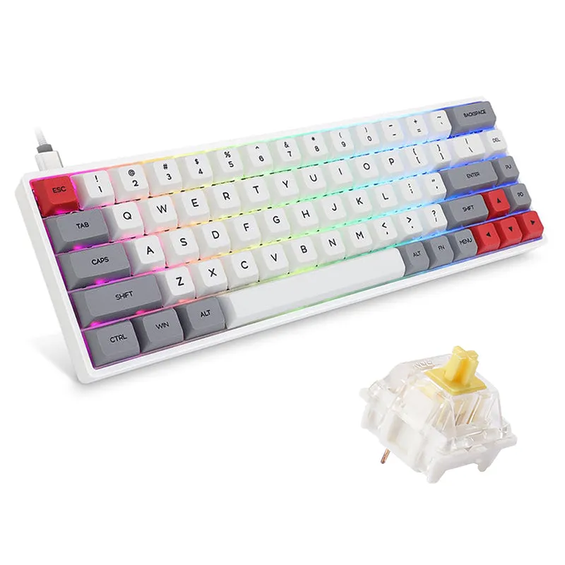 SKYLOONG GK68 White Wireless Mechanical Keyboard