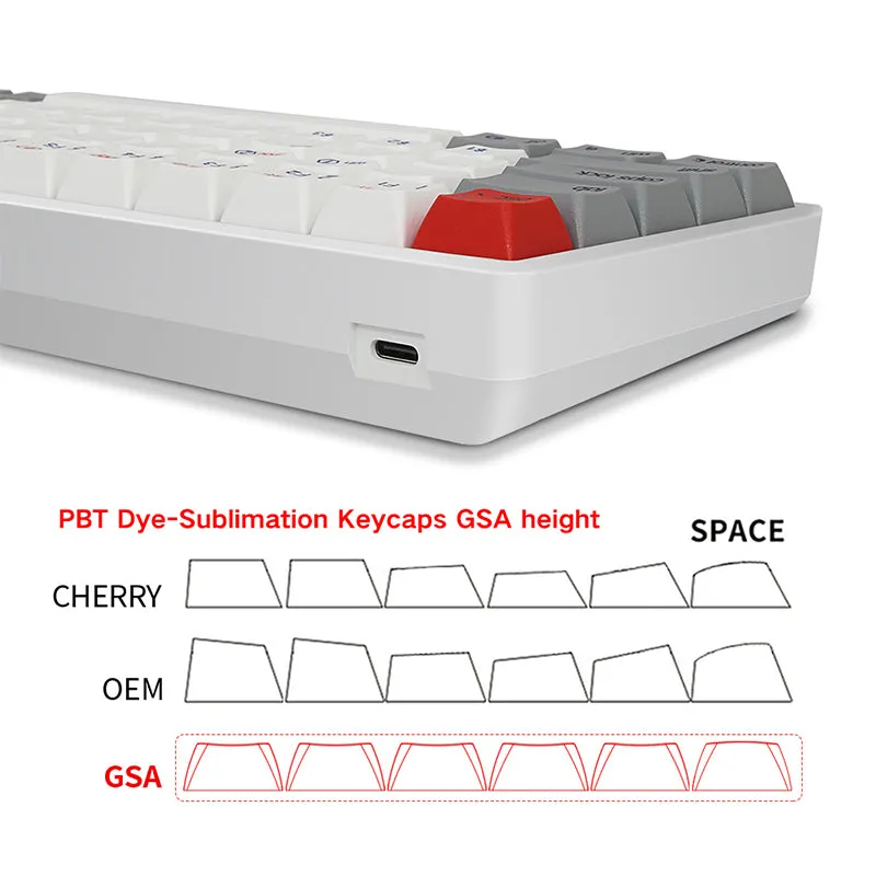 SKYLOONG GK68 White Wireless Mechanical Keyboard