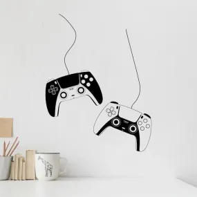 SnappySticker Two Video Game Controllers Wall Sticker PVC Vinyl Easy to Stick (27 X 35)