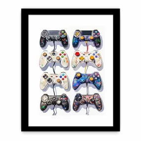 Video Game Controller Evolution Print - High Quality Archival Print, Perfect for Gamer Decor