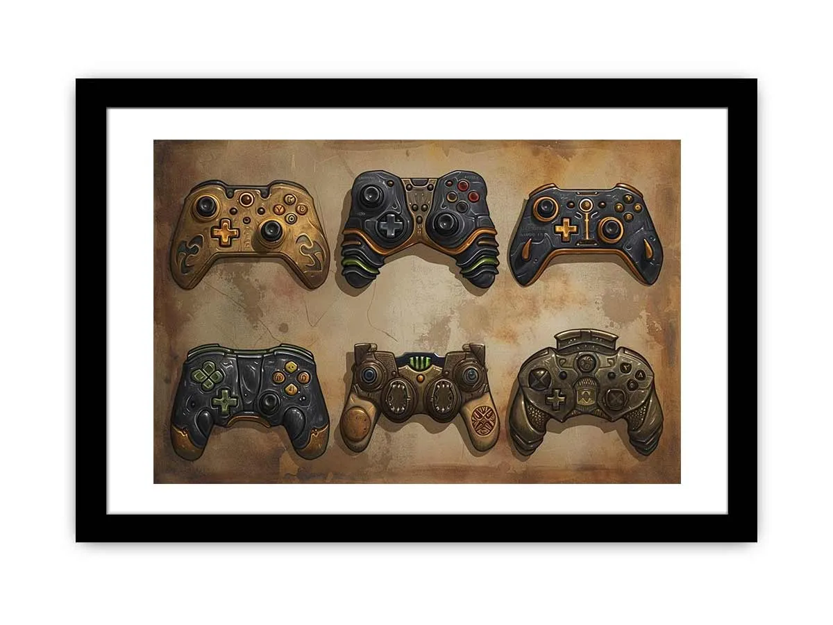 Video Game Controller Framed Print | High Quality, Archival Paper, Radiata Pine Wood Frame