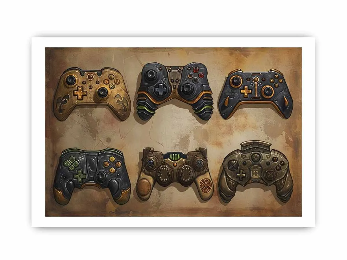 Video Game Controller Framed Print | High Quality, Archival Paper, Radiata Pine Wood Frame