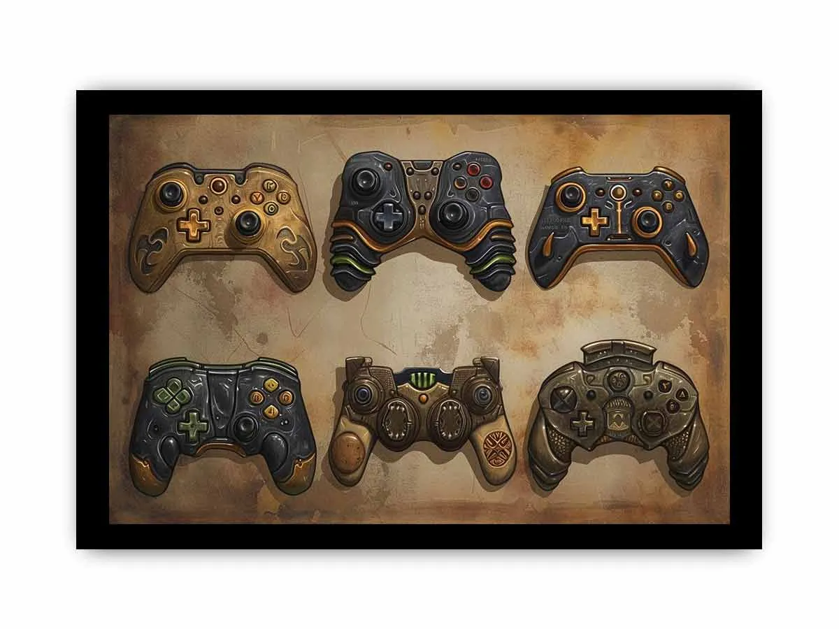 Video Game Controller Framed Print | High Quality, Archival Paper, Radiata Pine Wood Frame