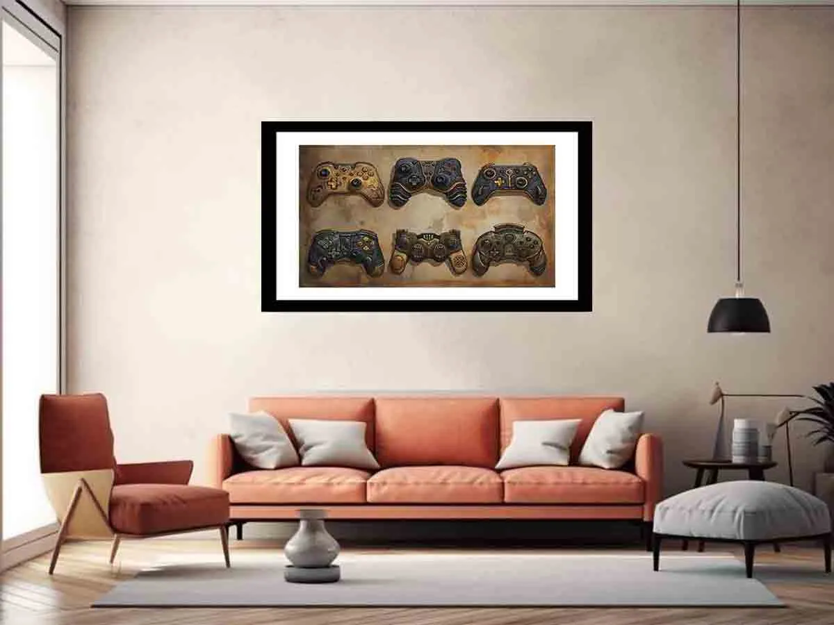 Video Game Controller Framed Print | High Quality, Archival Paper, Radiata Pine Wood Frame