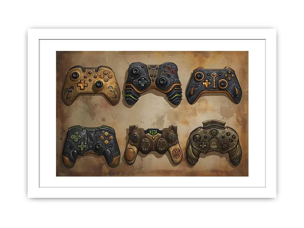 Video Game Controller Framed Print | High Quality, Archival Paper, Radiata Pine Wood Frame