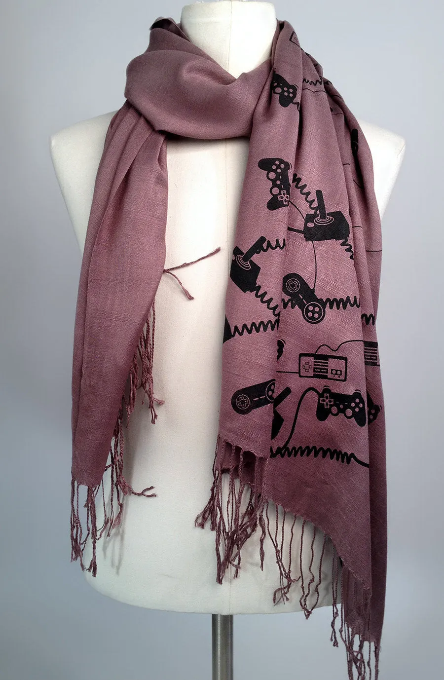 Video Game Controllers Scarf. Linen-weave pashmina