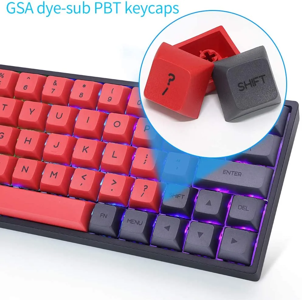 Wired 60% Mechanical Keyboard, 64 Keys RGB Backlit