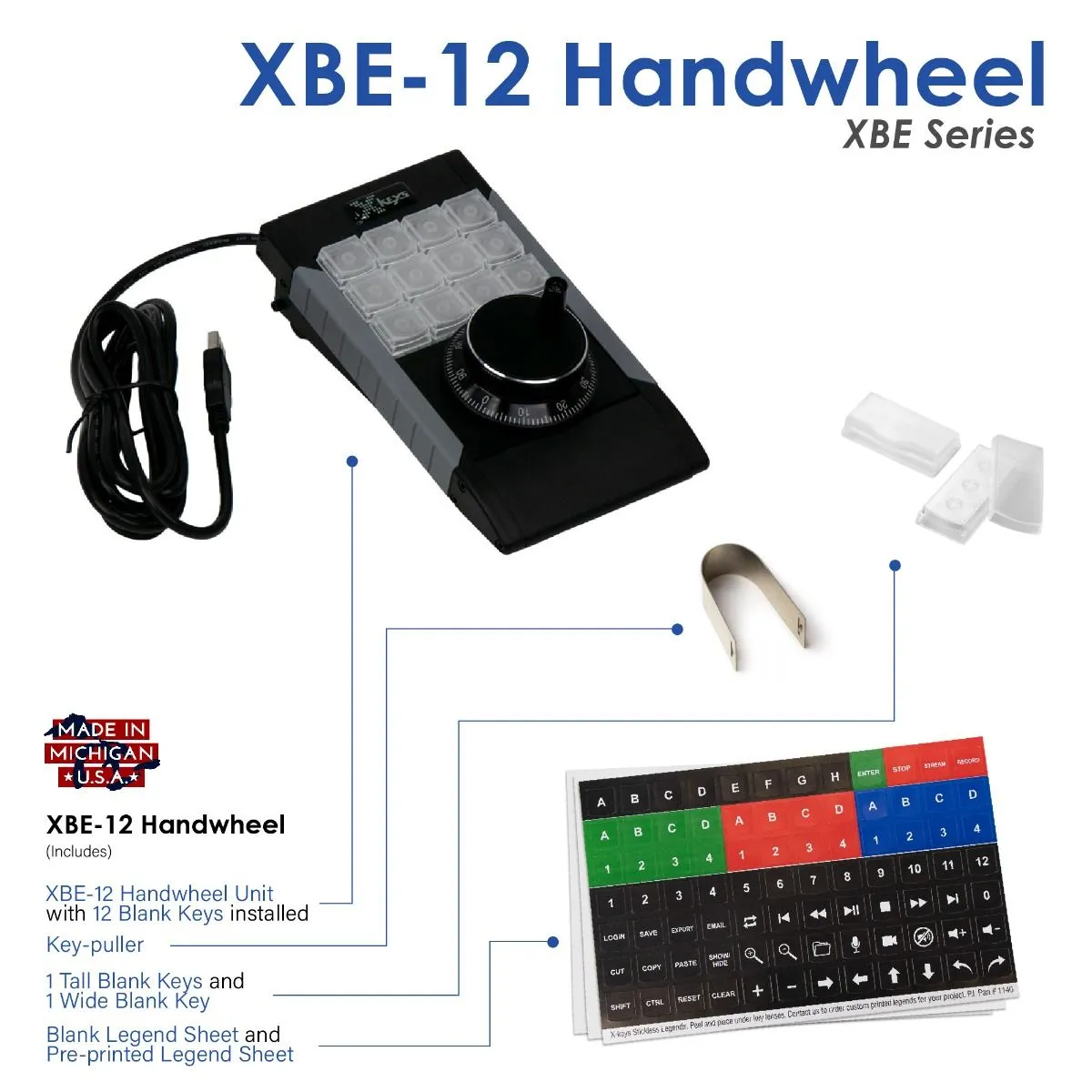 X-keys XBE-12 Handwheel and Programmable Keypad